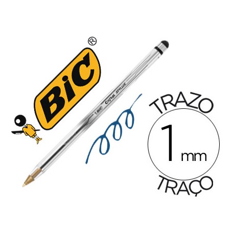 BOLIGRAFO BIC CRISTAL STYLUS CON PUNTERO PARA PANTALLA TINTA ACEITE PUNTA  1 MM COLOR AZUL