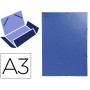 CARPETA EXACOMPTA GOMAS CARTON SIMIL-PRESPAN TRES SOLAPAS DIN A3 AZUL