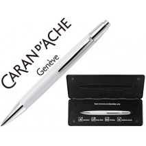BOLIGRAFO CARAN D'ACHE ALCHEMIX CUERPO LACA BLANCA ADORNOS CROMADOS BRILLANTE CON ESTUCHE PUNTA MEDI