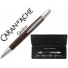 BOLIGRAFO CARAN D'ACHE ALCHEMIX CUERPO MADERA WENGE ADORNOS CROMADOS BRILLANTE CON ESTUCHE PUNTA MED