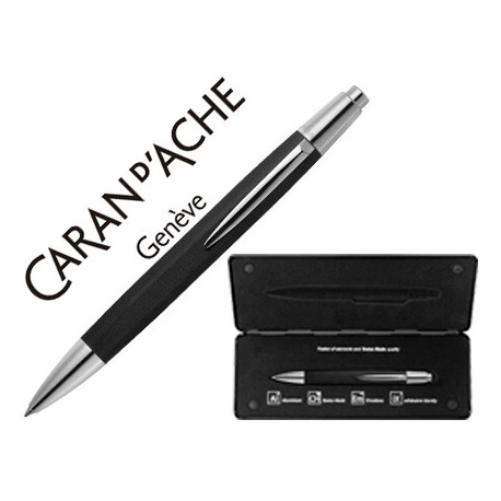 BOLIGRAFO CARAN D'ACHE ALCHEMIX CUERPO GRAFITO ADORNOS CROMADOS BRILLANTE CON ESTUCHE PUNTA MEDIA