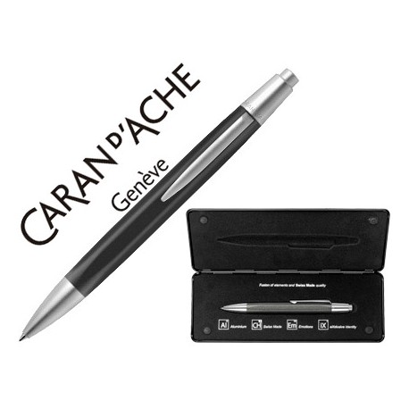 BOLIGRAFO CARAN D'ACHE ALCHEMIX CUERPO CAUCHO ADORNOS CROMADOS BRILLANTES CON ESTUCHE PUNTA MEDIA