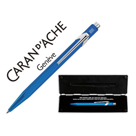 BOLIGRAFO CARAN D'ACHE 849 POP LINE METALIZADO AZUL CON ESTUCHE PUNTA MEDIA