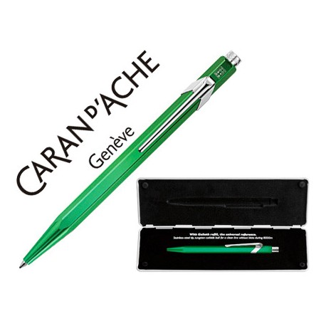 BOLIGRAFO CARAN D'ACHE 849 POP LINE METALIZADO VERDE CON ESTUCHE PUNTA MEDIA