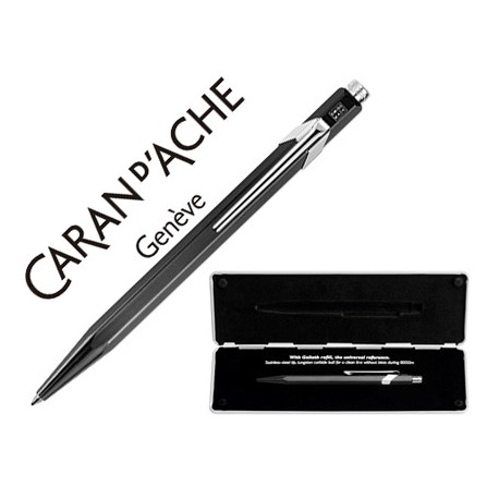 BOLIGRAFO CARAN D'ACHE 849 POP LINE METALIZADO NEGRO CON ESTUCHE PUNTA MEDIA