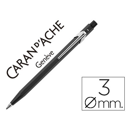 PORTAMINAS CARAN D'ACHE FIXPENCIL NEGRO CON CLIP 3 MM CON AFILADOR EN EL PULSADOR