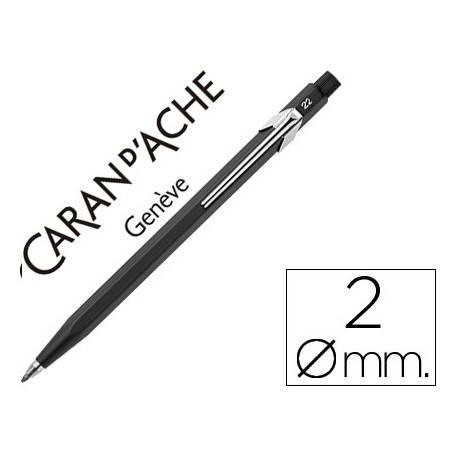 PORTAMINAS CARAN D'ACHE FIXPENCIL NEGRO CON CLIP 2 MM CON AFILADOR EN EL PULSADOR