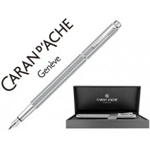 PLUMA CARAN D'ACHE ECRIDOR CUBRIK PLACADO PALADIO GRABADO GUILOCHE ZIGZAG RODIADO CON ESTUCHE PLUMIN