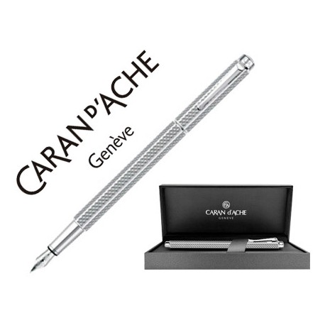 PLUMA CARAN D'ACHE ECRIDOR CUBRIK PLACADO PALADIO GRABADO GUILOCHE ZIGZAG RODIADO CON ESTUCHE PLUMIN