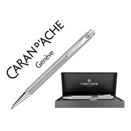 BOLIGRAFO CARAN D'ACHE ECRIDOR CUBRIK PLACADO PALADIO GRABADO GUILOCHE ZIGZAG CON ESTUCHE PUNTA