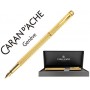 PLUMA CARAN D'ACHE ECRIDOR CHEVRON PLACADO DORADO RODIADO CON ESTUCHE PLUMIN MEDIO
