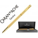 PLUMA CARAN D'ACHE ECRIDOR CHEVRON PLACADO DORADO RODIADO CON ESTUCHE PLUMIN MEDIO