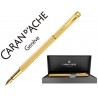 PLUMA CARAN D'ACHE ECRIDOR CHEVRON PLACADO DORADO RODIADO CON ESTUCHE PLUMIN MEDIO