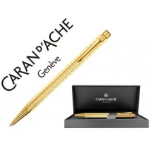 BOLIGRAFO CARAN D'ACHE ECRIDOR CHEVRON PLACADO DORADO CON ESTUCHE PUNTA MEDIA