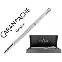PLUMA CARAN D'ACHE ECRIDOR CHEVRON PLACADO PALADIO RODIADO CON ESTUCHE PLUMIN MEDIO