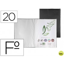 CARPETA LIDERPAPEL ESCAPARATE 20 FUNDAS PVC FOLIO NEGRO