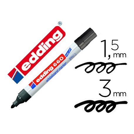 ROTULADOR EDDING PARA PIZARRA BLANCA 660 COLOR NEGRO PUNTA REDONDA 3 MM RECARGABLE