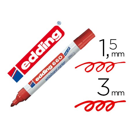 ROTULADOR EDDING PARA PIZARRA BLANCA 660 COLOR ROJO PUNTA REDONDA 3 MM RECARGABLE