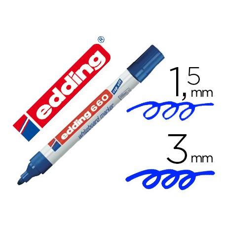 ROTULADOR EDDING PARA PIZARRA BLANCA 660 COLOR AZUL PUNTA REDONDA 3 MM RECARGABLE
