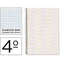 BLOC ESPIRAL LIDERPAPEL CUARTO MULTILIDER TAPA FORRADA 80H 80G CUADRO 4MM CON MARGEN BLANCO