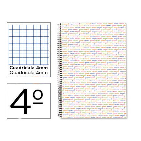 BLOC ESPIRAL LIDERPAPEL CUARTO MULTILIDER TAPA FORRADA 80H 80G CUADRO 4MM CON MARGEN BLANCO
