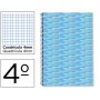 BLOC ESPIRAL LIDERPAPEL CUARTO MULTILIDER TAPA FORRADA 80H 80G CUADRO 4MM CON MARGEN CELESTE