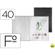 CARPETA LIDERPAPEL ESCAPARATE 40 FUNDAS PVC FOLIO NEGRO