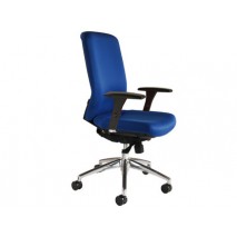 SILLA ROCADA SISTEMA SIR CON BRAZOS ELEVACION A GAS ESTRUCTURA ALUMINIO TELA IGNIFUGA AZUL RESPALDO