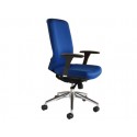 SILLA ROCADA SISTEMA SIR CON BRAZOS ELEVACION A GAS ESTRUCTURA ALUMINIO TELA IGNIFUGA AZUL RESPALDO