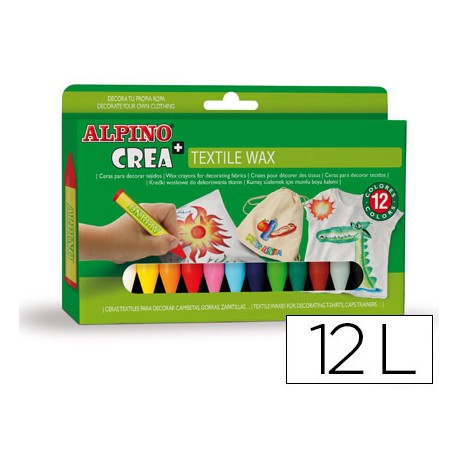 LAPICES CERA ALPINO CREA TEXTILE WAX CAJA DE 12 COLORES