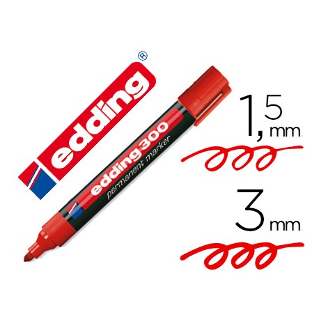 ROTULADOR EDDING MARCADOR PERMANENTE 300 ROJO PUNTA REDONDA 1,5 MM
