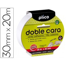 CINTA ADHESIVA PLICO DOBLE CARA 30MM X 20M