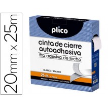 CINTA DE CIERRE ADHESIVA PLICO VELCRO BLANCO 20MM X 25M