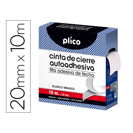 CINTA DE CIERRE ADHESIVA PLICO VELCRO BLANCO 20MM X 10M