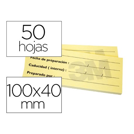 BLOC DE NOTAS ADHESIVAS TRAZABILIDAD PARA ALIMENTOS POST-IT 100 X 40 MM CON 50 HOJAS