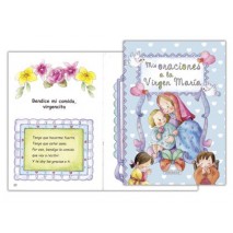 LIBRO MIS ORACIONES A LA VIRGEN MARIA CARTONE TAPA ACOLCHADA ESTAMPACION EN PLATA