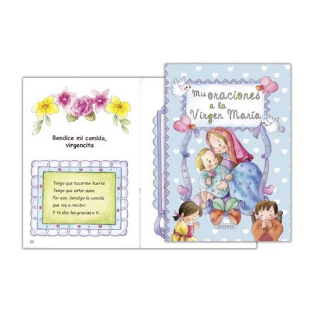 LIBRO MIS ORACIONES A LA VIRGEN MARIA CARTONE TAPA ACOLCHADA ESTAMPACION EN PLATA
