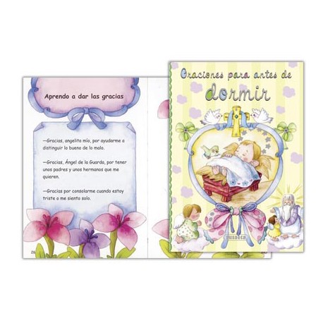 LIBRO ORACIONES PARA ANTES DE DORMIR CARTONE TAPA ACOLCHADA ESTAMPACION EN PLATA
