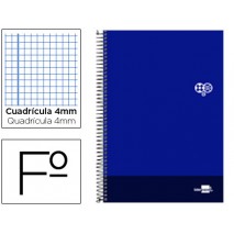 BLOC ESPIRAL LIDERPAPEL FOLIO DISCOVER TAPA CARTONCILLO 80 H 80G CUADRO 4 MM CON MARGEN COLOR AZUL M