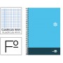 BLOC ESPIRAL LIDERPAPEL FOLIO DISCOVER TAPA CARTONCILLO 80 H 80G CUADRO 4 MM CON MARGEN COLOR CELEST