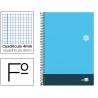 BLOC ESPIRAL LIDERPAPEL FOLIO DISCOVER TAPA CARTONCILLO 80 H 80G CUADRO 4 MM CON MARGEN COLOR CELEST