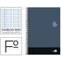 BLOC ESPIRAL LIDERPAPEL FOLIO DISCOVER TAPA CARTONCILLO 80 H 80G CUADRO 4 MM CON MARGEN COLOR GRIS