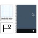 BLOC ESPIRAL LIDERPAPEL FOLIO DISCOVER TAPA CARTONCILLO 80 H 80G CUADRO 4 MM CON MARGEN COLOR GRIS