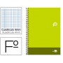 BLOC ESPIRAL LIDERPAPEL FOLIO DISCOVER TAPA CARTONCILLO 80 H 80G CUADRO 4 MM CON MARGEN COLOR VERDE