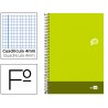 BLOC ESPIRAL LIDERPAPEL FOLIO DISCOVER TAPA CARTONCILLO 80 H 80G CUADRO 4 MM CON MARGEN COLOR VERDE