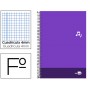 BLOC ESPIRAL LIDERPAPEL FOLIO DISCOVER TAPA CARTONCILLO 80 H 80G CUADRO 4 MM CON MARGEN COLOR VIOLET