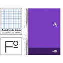 BLOC ESPIRAL LIDERPAPEL FOLIO DISCOVER TAPA CARTONCILLO 80 H 80G CUADRO 4 MM CON MARGEN COLOR VIOLET