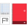 BLOC ESPIRAL LIDERPAPEL FOLIO DISCOVER TAPA CARTONCILLO 80 H 80G CUADRO 4 MM CON MARGEN COLOR ROJO