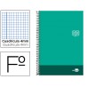 BLOC ESPIRAL LIDERPAPEL FOLIO DISCOVER TAPA CARTONCILLO 80 H 80G CUADRO 4 MM CON MARGEN COLOR VERDE