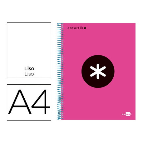 BLOC ESPIRAL LIDERPAPEL A4 MICRO ANTARTIK TAPA FORRADA 120 H 100G LISO CON BANDAS 4 TALADROS COLOR R